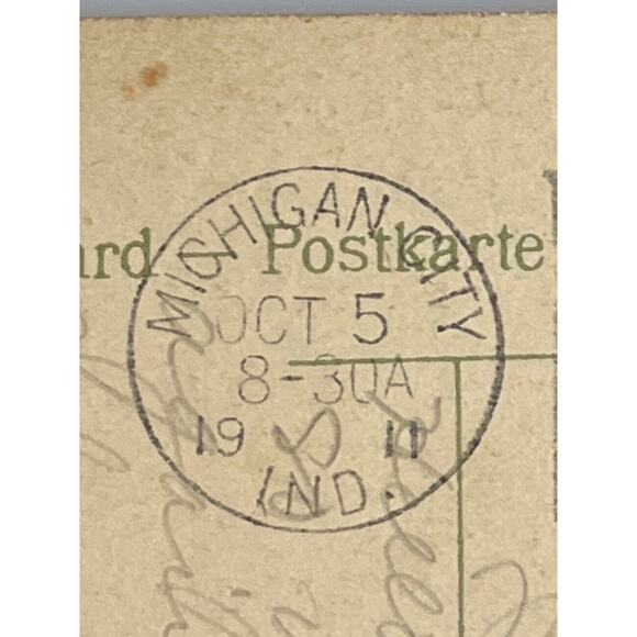 Antique 1911 Ephemera Embossed Posted Signed Postcard Best Wishes Roses Country - Picture 5 of 6